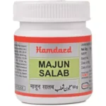 Hamdard Majun Salab 150 g jar, a Unani herbal majun by Hamdard Laboratories
