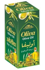 M A Oliva Olive Oil bottle with benefits for heart health, hair nourishment, and skin care.
