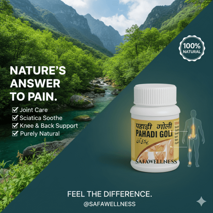 Safawellness Pahadi Goli, known as the best medicine for sciatica pain, helps reduce lower back and leg pain and supports nerve comfort for daily movement.