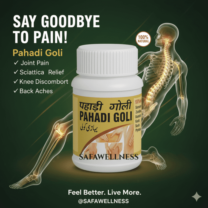 Safawellness Pahadi Goli is a herbal natural pain reliever that helps reduce joint stiffness and supports smooth movement with gentle daily relief.